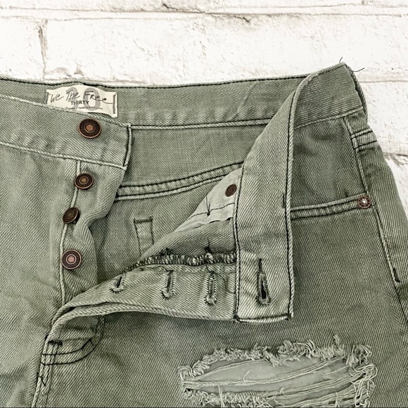 FREE PEOPLE We The Free Loving Good Vibrations Cutoff Olive Green Denim Shorts - Picture 6 of 13